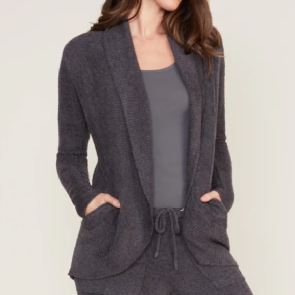 Barefoot Dreams Sweaters - Barefoot Dreams Cozychic Lite Circle Cardigan Size L/XL Carbon Gray